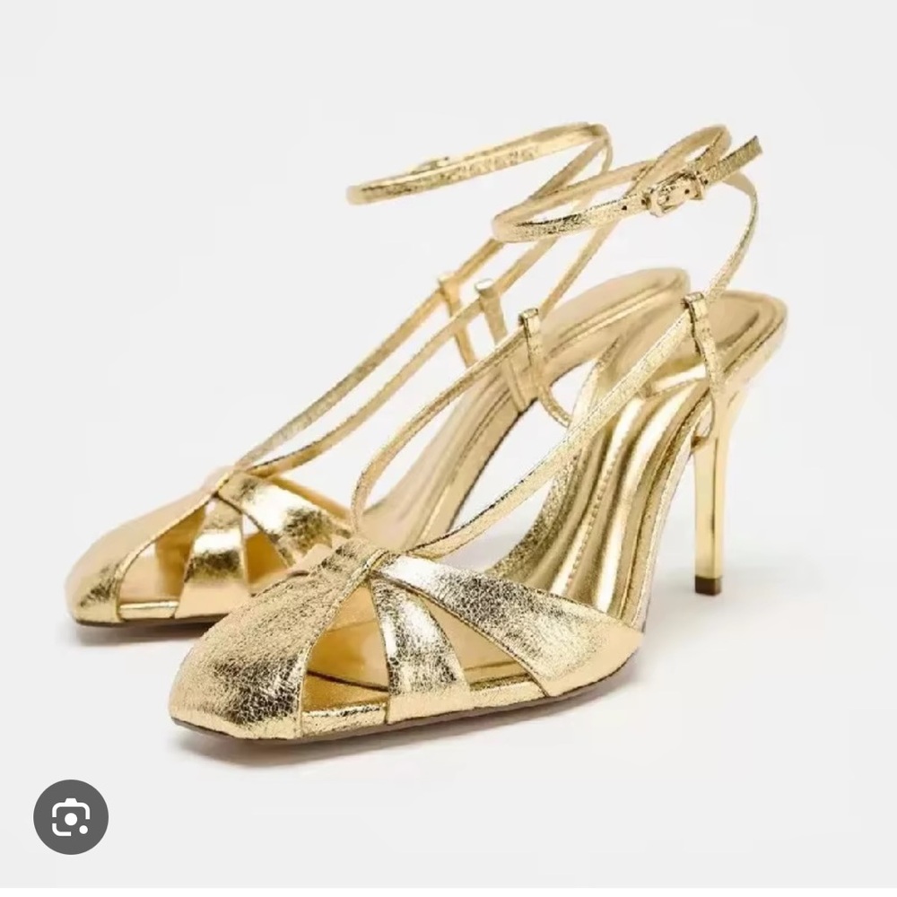 Zara Gold Metallic Heels